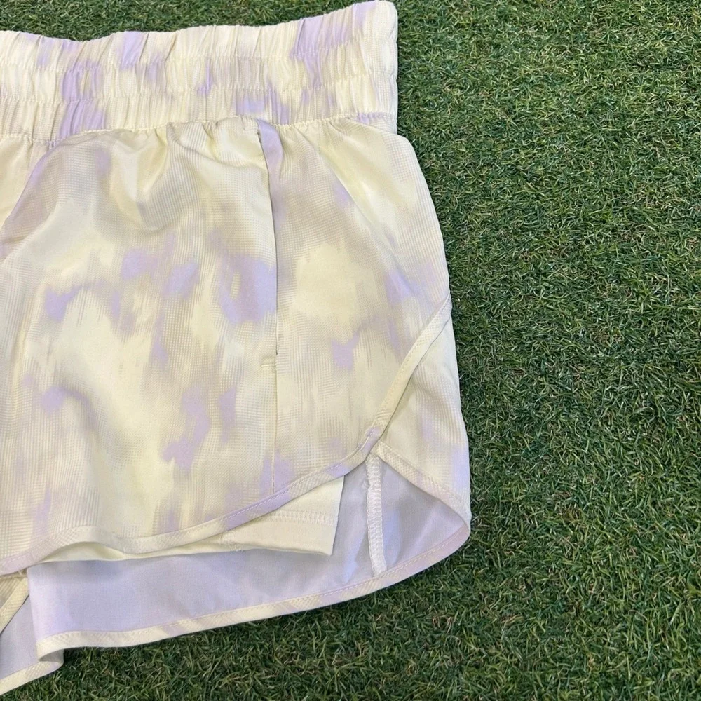 Avia Womens Tie Dye Running Shorts Yellow Purple Smocked Waist L 12-14
